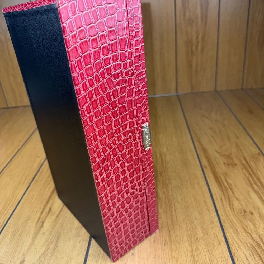 Prestige Red Faux Croc Jewelry Box Organizer with Plastic Lid and 4 Compartments